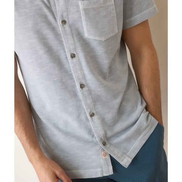 Marine Layer NWT Vintage Heavy Slub Button Down Short Sleeve Shirt Light Grey L - Picture 10 of 10